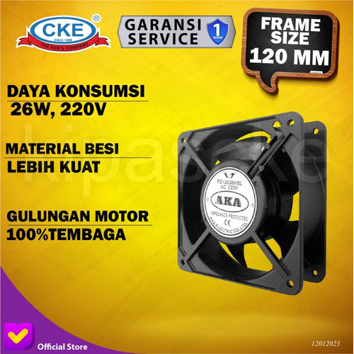 [EZM.0101512] Cooling Fan AC 12CM 220V Kipas Fan Panel AKA Ball Bearing Cooling Fort