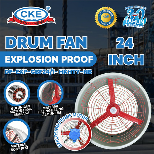 [EZM.0100043] Drum Fan Blower Explosion Proof 24 Inch 220V Exhaust Fan Tabung 24" Inch Exd II BT4 Exhaust Industri Anti Ledak
