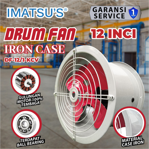 [EZM.0100016] Drum Fan Blower Tabung 12 Inch Kipas Blower Tube Axial Flow Exhaust Duct Fan 12" 1 Phase 83W