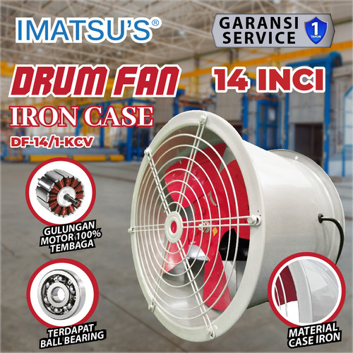 [EZM.0100015] Drum Fan Blower Tabung 14 Inch Kipas Blower Tube Axial Flow Exhaust Duct Fan 14" 1 Phase 108W