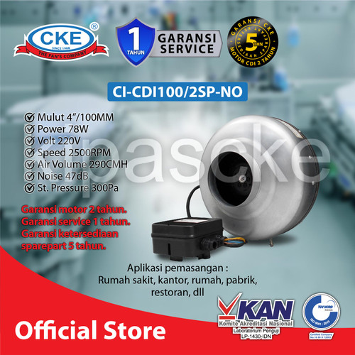 [EZM.0101992] Duct Inline CKE CI-CDI100 2SP 4 Inch Inline Fan Duct Fan Blower Hisap