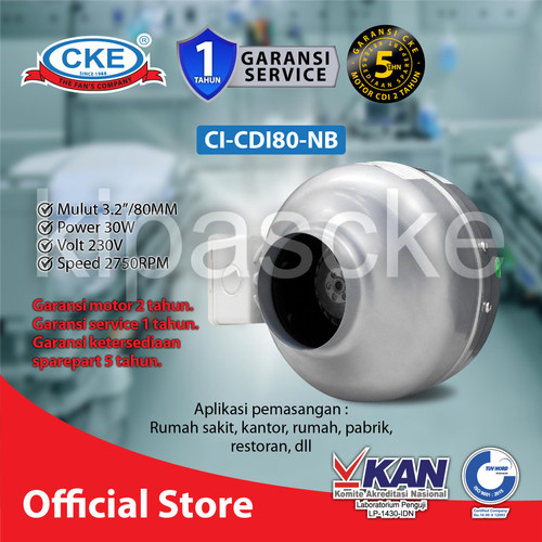 [EZM.0101210] Duct Inline CKE CI-CDI80 3.2 Inch Inline Fan Duct Fan Blower Hisap