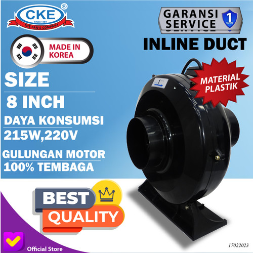 [EZM.0101484] Duct Inline Fan Plastik PP 8 Inch Centrifugal Inline Duct Blower Hisap