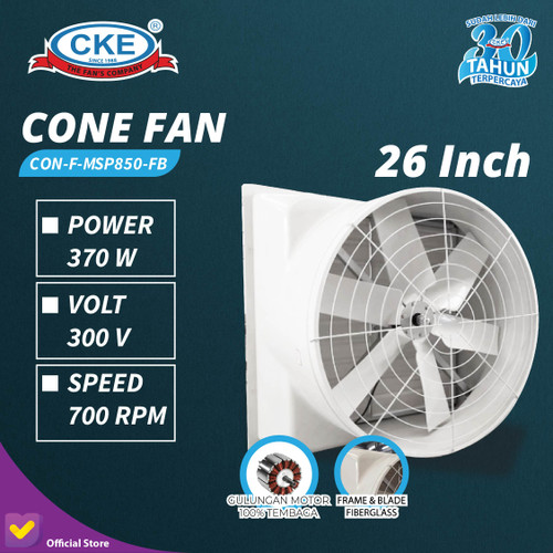 [EZM.0100115] Exhaust Blower Cone Fan 26 Inch Short Cone 380V 0.37KW Kipas Kandang Ayam