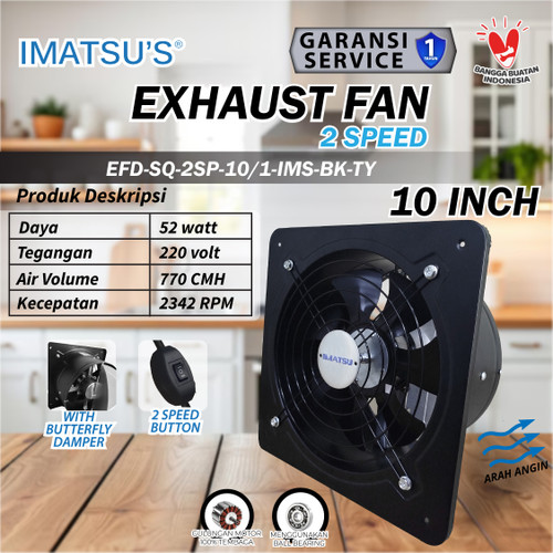 [EZM.0100081] Exhaust Fan 10 Inch Wall Air Duct Booster Fan 10" Inch 2 Speed / Kipas Hexos Dinding Exhaust Fan Ventilasi Plafon Besi 10 Inci
