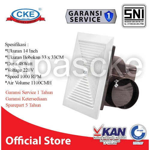 [EZM.0100626] Exhaust Fan 14 Inch Exsos Kipas Penghisap Plafon Ducting Garansi CKE