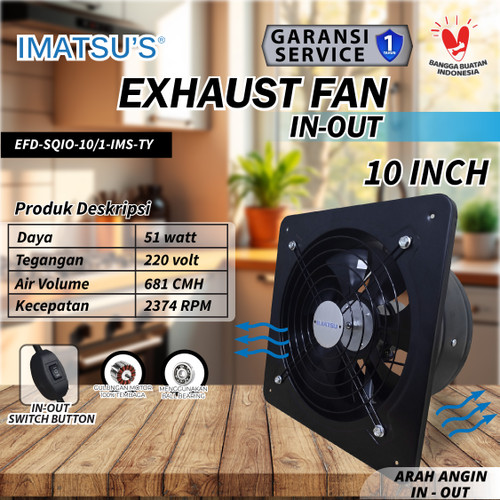 [EZM.0100073] Exhaust Fan Besi In Out 10 Inch Wall Air Duct Booster Fan 10" Kipas Hexos Dinding 2 Arah / Keluar Masuk