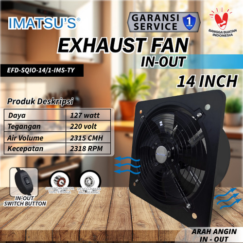 [EZM.0100071] Exhaust Fan Besi In Out 14 Inch Wall Air Duct Booster Fan 14" Kipas Hexos Dinding 2 Arah / Keluar Masuk