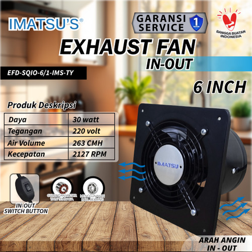 [EZM.0100076] Exhaust Fan Besi In Out 6 Inch Wall Air Duct Booster Fan 6" Kipas Hexos Dinding 2 Arah / Keluar Masuk