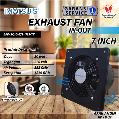[EZM.0100075] Exhaust Fan Besi In Out 7 Inch Wall Air Duct Booster Fan 7" Kipas Hexos Dinding 2 Arah / Keluar Masuk