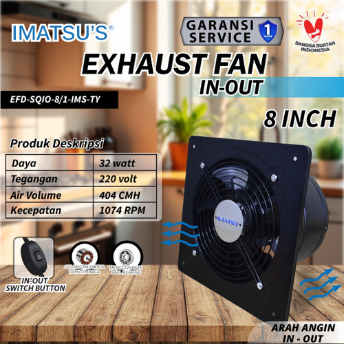 [EZM.0100074] Exhaust Fan Besi In Out 8 Inch Wall Air Duct Booster Fan 8" Kipas Hexos Dinding 2 Arah / Keluar Masuk