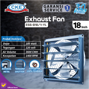 [EZM.0101106] Exhaust Fan CKE Standard Shutter BN YL 18 Inch Fan Rumah Toilet Eksos