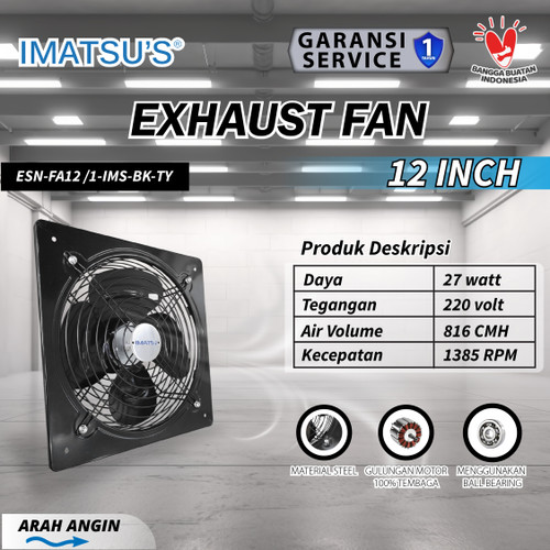 [EZM.0100062] Exhaust Fan Dinding Standard 12 Inch Kipas Hexos Hisap Tembok Wall Exhaust Fan 12" Inch