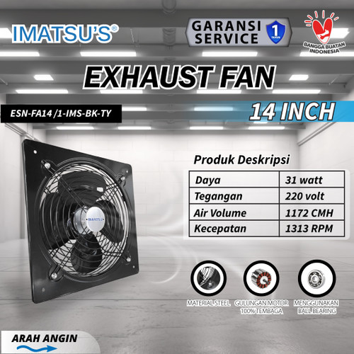 [EZM.0100061] Exhaust Fan Dinding Standard 14 Inch Kipas Hexos Hisap Tembok Wall Exhaust Fan 14" Inch