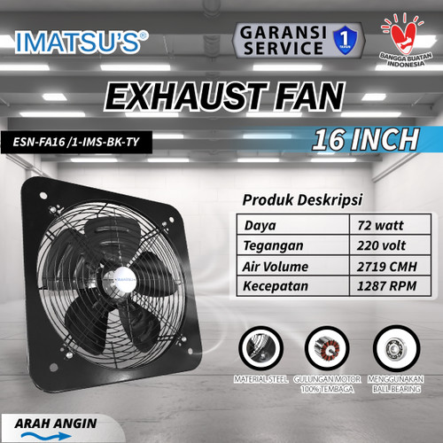 [EZM.0100060] Exhaust Fan Dinding Standard 16 Inch Kipas Hexos Hisap Tembok Wall Exhaust Fan 16" Inch