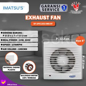 [EZM.0101198] Exhaust Fan Imatsu APC12C2 Without LED 5 Inch Toilet Dapur Restoran