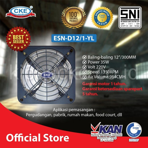 [EZM.0100026] Exhaust Fan Model Standard CKE DBN 12 Inch WalL Fan Kipas Ventilasi Dinding Hexos Rumah Gedung