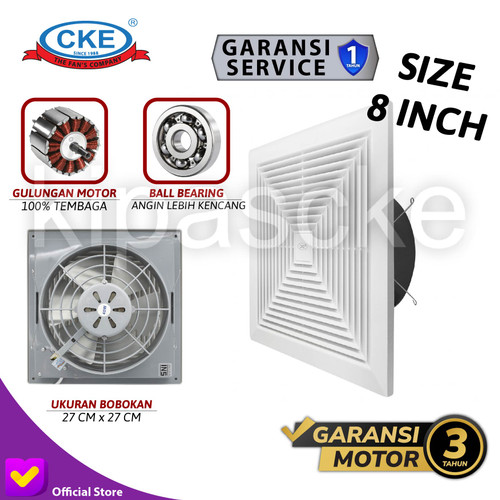 [EZM.0101533] Exhaust Fan Plafon 8" hexos/Heksos Ceiling Exhaust Kamar Mandi CKE