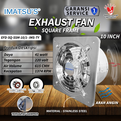 [EZM.0100067] Exhaust Fan Stainless Steel 10" Inch Wall Air Duct Booster Fan Plafon Dinding Besi 10 Inci
