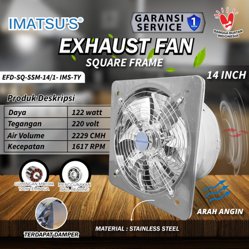 [EZM.0100065] Exhaust Fan Stainless Steel 14" Inch Wall Air Duct Booster Fan Plafon Dinding Besi 14 Inci