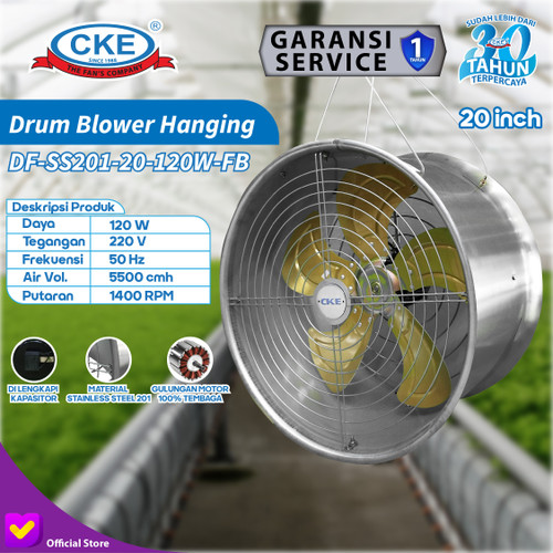 [EZM.0100110] Hanging Drum Fan 20" Blower Tabung Gantung 20 Inch Stainless Steel 304 / 201