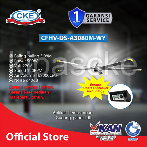[EZM.0101666] HVLS Big Ceiling Fan A3080M 3.08 Meter 220V 500W Kipas Angin Gudang
