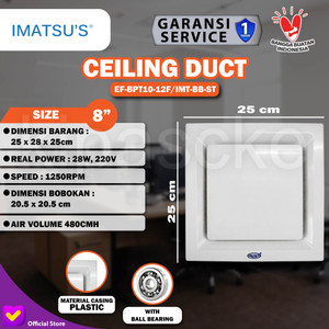 [EZM.0101931] Imatsu Exhaust Fan EF-BPT10-12F IMT-BB 8 Inch Exhaust Ceiling Blower