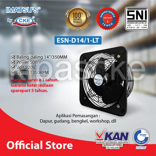 [EZM.0101699] Imatsu Exhaust Fan ESN-D14/1-LT 14 Inch 220V Fan Rumah Toilet Eksos
