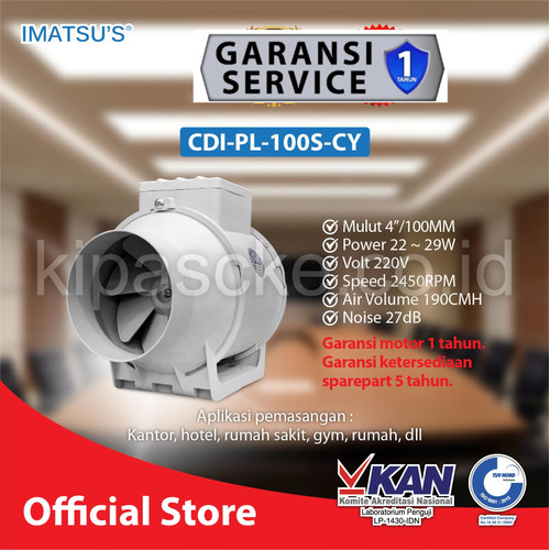 [EZM.0101703] INLINE DUCT 4 INCH 220V BOOSTER FAN BLOWER HISAP