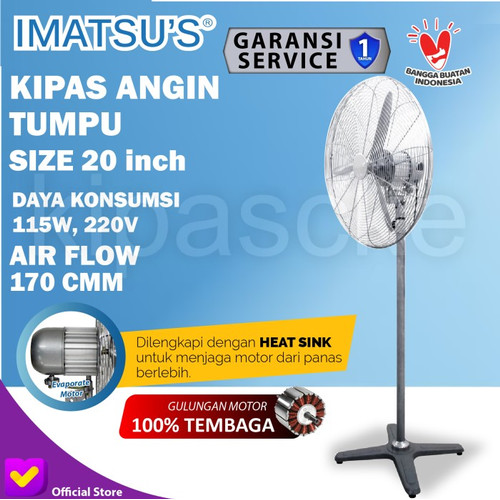 [EZM.0101449] Kipas Angin Berdiri 20" IMATSU Stand Standing Fan Industrial 20 Inch