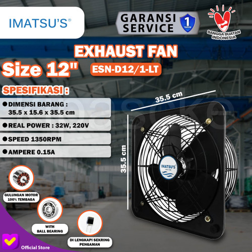 [EZM.0101503] Kipas Angin Exhaust Dinding Industri 12" Extra Heavy Duty Wall Exhaust