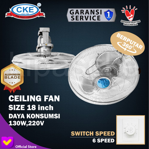 [EZM.0100371] Kipas Angin Plafon Orbit Autofan 18 Inch CKE Ceiling Orbit Fan 18"