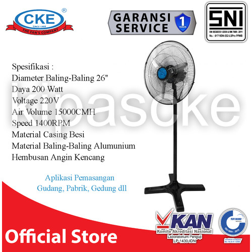 [EZM.0100623] Kipas Angin Tumpu Industri 26 Inch Stand Fan Kipas Angin Berdiri CKE