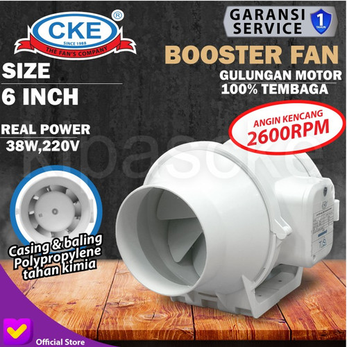 [EZM.0101433] Kipas Booster Fan Ventilasi 6 Inch Inline Duct Booster Fan Plastik 6"