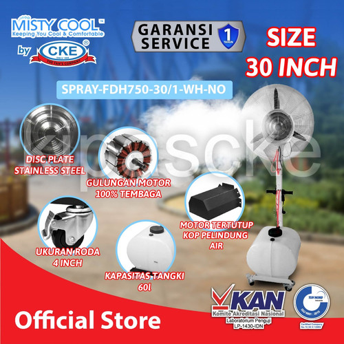 [EZM.0101895] Misty Cool Spray Fan FDH750 WH-NO Kipas Embun Kabut Uap 30 Inch 60L
