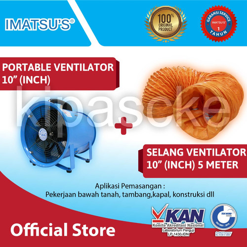 [EZM.0101566] Paket Portable Ventilator Blower 10 inch + Flexible Duct Hose 5 Meter