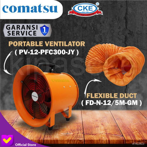 [EZM.0101564] Paket Portable Ventilator Blower 12 inch + Flexible Duct Hose 5 Meter
