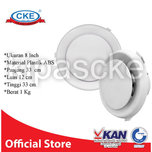 [EZM.0101578] PLASTIC AIR GRILLE EXHAUST FAN Round DIFFUSER Bulat 8 inch Plastik ABS