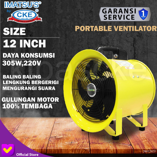 [EZM.0101637] Portable Ventilator / Blower / Exhaust 12" PVCB-SHT-30-NB-AS 12 Inch