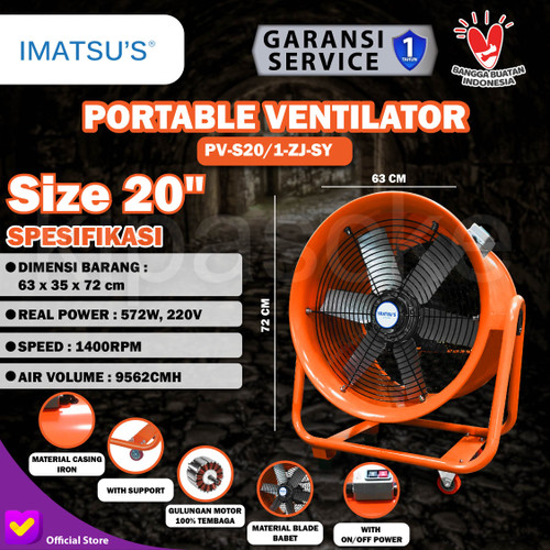 [EZM.0100261] Portable Ventilator / Blower / Exhaust 20" Inch Kipas Drum Blower Fan