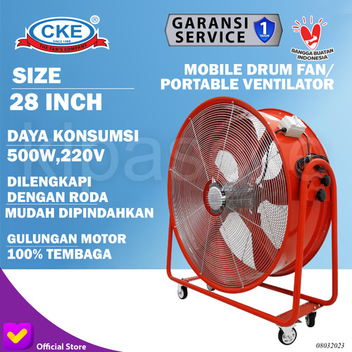 [EZM.0101459] Portable Ventilator 28" Mobile Drum Fan Blower Exhaust