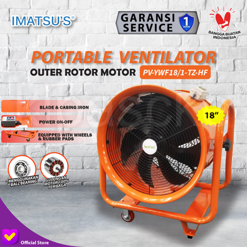 [EZM.0100137] Portable Ventilator Blower Exhaust Drum Fan 18 Inch 220V Support Roda