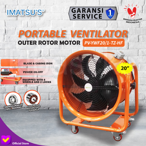 [EZM.0100136] Portable Ventilator Blower Exhaust Drum Fan 20 Inch 220V Support Roda