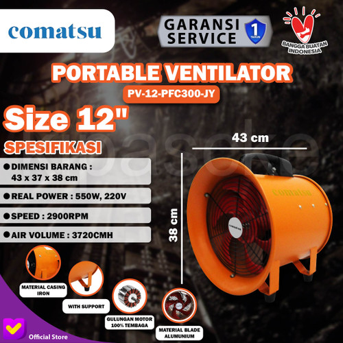 [EZM.0102036] Portable Ventilator Comatsu PV-12-PFC300 12Inch Blower Eksos Tambang