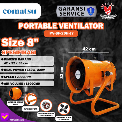 [EZM.0102010] Portable Ventilator Comatsu PV-SF-20H 8" Blower Kipas Eksos Tambang