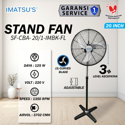 [EZM.0100091] Stand Fan Curved Blade 20 Inch Kipas Angin Tumpu Berdiri 20" Industrial Standing Fan