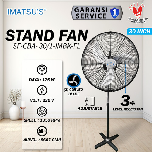 [EZM.0100088] Stand Fan Curved Blade 30 Inch Kipas Angin Tumpu Berdiri 30" Industrial Standing Fan
