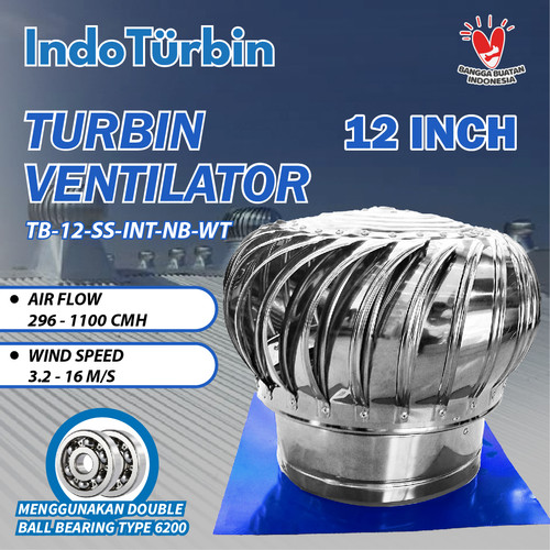 [EZM.0100033] Turbin Ventilator 12 Inch Turbine Roof Fan Ventilasi Exhaust Atap Rumah Pabrik 12" IndoTurbin