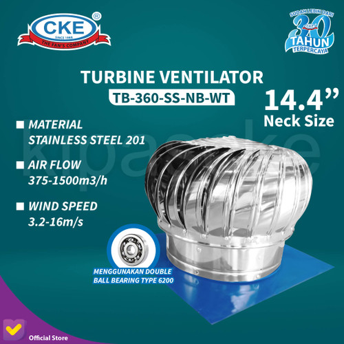 [EZM.0100144] Turbin Ventilator 14 Inch Turbine Roof Ventilasi Atap Rumah Pabrik 14"