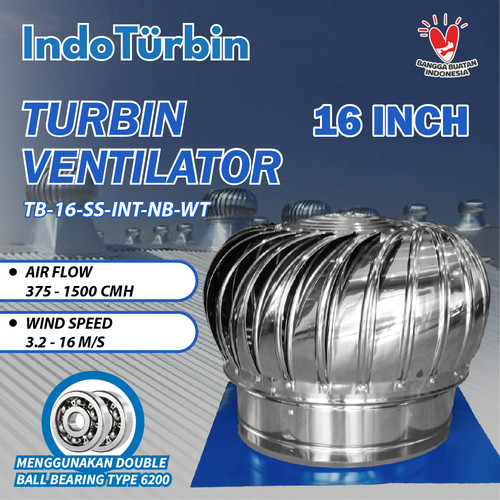 [EZM.0100032] Turbin Ventilator 16 Inch Turbine Roof Fan Ventilasi Exhaust Atap Rumah Pabrik 16" IndoTurbin
